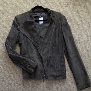 Vince Olive Suede Asymmetrical Moto Jacket